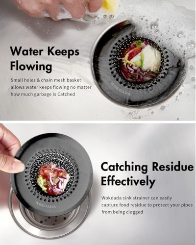 Kitchen Sink Drain Strainer,Patented Reversible Chain Mesh Basket,Black - Image 3