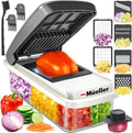 Mueller Vegetable Chopper Mandoline Slicer, Food, Cook's Tool, Veggie Chopper Onion Vegetable Cutter with Container, Dicer, Kitchen Gadgets & Essentials, White Sand/Grey by Mueller