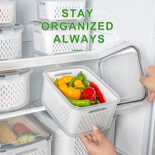 5 PCS Large Fruit storage Containers for Fridge ,Food Storage Containers - Image 5