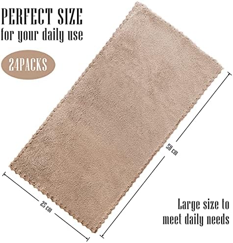 Sunny zzzZZ 24 Pack Kitchen Dishcloths - Does Not Shed Fluff - Reusable Dish Towels, Dish Cloths, Super Absorbent Coral Fleece Cleaning Cloths, Nonstick Oil Washable Fast Drying, 10 x 20 Inch (Brown) - Image 2
