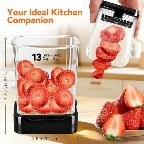 Fruit Slicer Cup for Strawberry, Banana, Hard-Boiled Egg - Detachable Cutter with Push Plate - 304 Stainless Steel Blade - Rapid & Safe Slicing Kitchen Gadget for Quick Meal Prep (Black) - Image 2