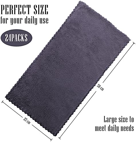 Sunny zzzZZ 24 Pack Kitchen Dishcloths - Does Not Shed Fluff - Reusable Dish Towels, Dish Cloths, Super Absorbent Coral Fleece Cleaning Cloths, Nonstick Oil Washable Fast Drying, 10 x 20 Inch (Grey) - Image 2
