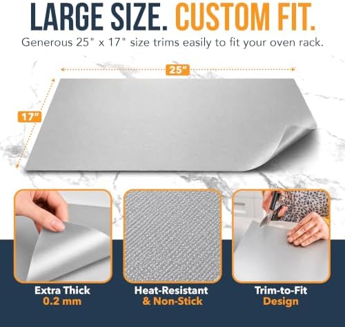 Oven Liners for Bottom of Oven - 3 Pack Large Heavy Duty Mats, 16.25”x23” Non-Stick Reusable Liner for Electric, Gas, Toasters, Grills - BPA & PFOA Free Kitchen Accessory to Keep It Clean (Silver) - Image 3