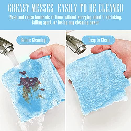 24 Pack Kitchen Dishcloths - Does Not Shed Fluff - Reusable Dish Towels, Dish cloths, Super Absorbent Coral Fleece Cleaning Cloths, Nonstick Oil Washable Fast Drying, 7 x 9 Inch (Aquamarine) - Image 5
