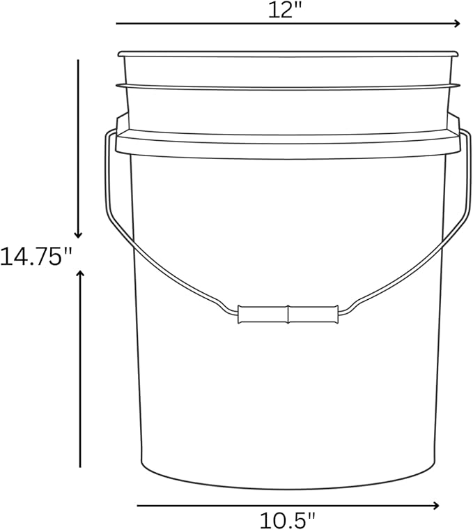 House Naturals 5 Gallon Premium HPDE Plastic Bucket - Made in USA Food Grade Storage Container, BPA Free All Purpose Pail (4, Pink)