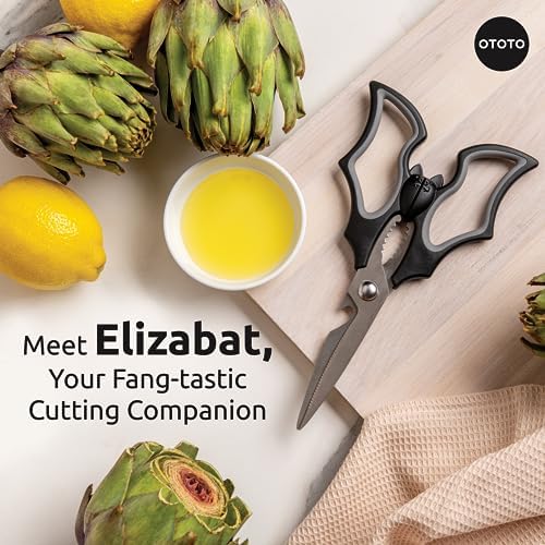 OTOTO Original Elizabat Kitchen Scissors - Halloween Goth Cute Bat Kitchen Shears, Bat Scissors, Gothic Scissors Utensils - Spooky Bats Halloween Gifts, Cute Gadgets, Kitchen Gadgets - Image 2