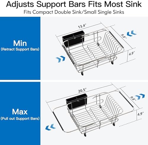 JASIWAY Sink Small Dish Drying Rack with Utensil Holder, for RV, Apartment - Image 4