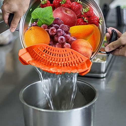 AUOON Clip On Strainer for Pots, Standard 8.86 x 3.55 in, Orange - Image 4