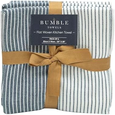 Premium Kitchen Towels 6 Pack 100% Cotton, 20"x28" - Blue - Image 3