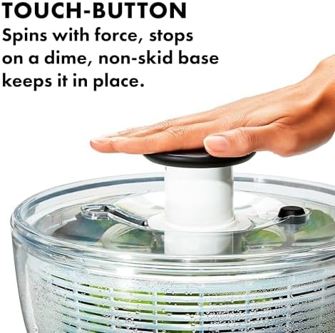 OXO Good Grips Salad Spinner | Lettuce Spinner | Fruit Washer | Fruit Washing Bowl with Strainer | Vegetable Cleaner | Salad Cleaner | Lettuce Washer | 6.22 Quart Capacity (Pack of 4) - Image 7