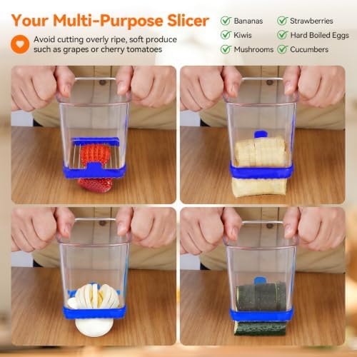 Strawberry Slicer Cup, Fruit Cutter – Quick-Slice, Meal Prep, Sapphire Blue - Image 7