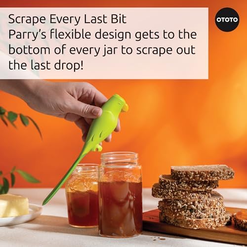 OTOTO Jar Scraper Spatula - Silicone Scraper, Cute Kitchen Accessories, Unique Fun Cooking Kitchen Gadgets for Foodies - BPA-free & 100% Food Safe (Parry) - Image 4