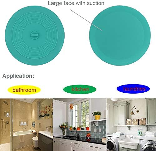 V-TOP Tub Stopper 2 Pack, 6 inches Large Silicone Drain Plug Hair Stopper Flat Suction Cover, Bathtub Accessories for Kitchen Bathroom and Laundry - Image 7