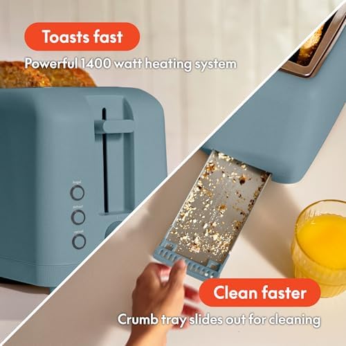 bella Fits-Anywhere™ Slim Toaster, 4 Slice Extra Long & Wide Slot, Surf - Image 5