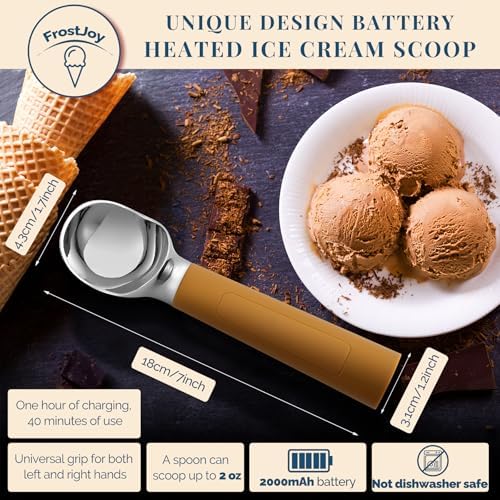 Heated Ice Cream Scoop Rechargeable, Electric Warming Ice Cream Scooper with LED Display, Heats to 158°F for Hard Ice Cream, Easy for Seniors & Kids, IP67 Waterproof (Olive Evergreen, 2oz) - Image 5