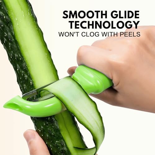 Rainspire Vegetable Peeler Potato Peelers for Kitchen, Sharp Stainless Steel Blades Veggie, Comfortable Handle Fruit Peeler, Carrot Peeler Apple Peeler Dishwasher Safe, Green, 1-Pack - Image 4
