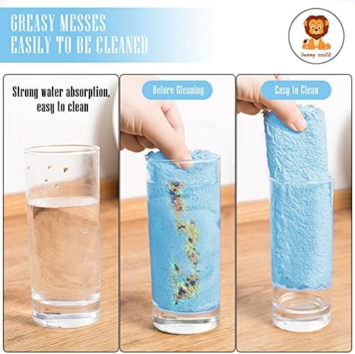 Sunny zzzZZ 24 Pack Kitchen Dishcloths - Does Not Shed Fluff - Reusable Dish Towels, Dish Cloths, Super Absorbent Coral Fleece Cleaning Cloths, Fast Drying, 10 x 20 Inch (Aquamarine) - Image 6