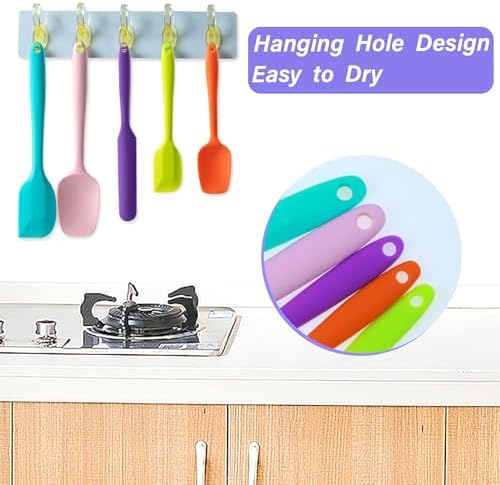 Silicone Spatula Set,5 Piece Food Grade Rubber Spatulas,Multicolor 3 - Image 4