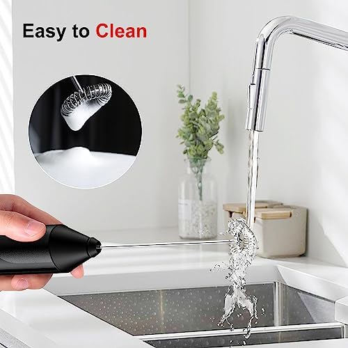 Bonsenkitchen Milk Frother for Coffee, Battery Operated, Black - Image 5