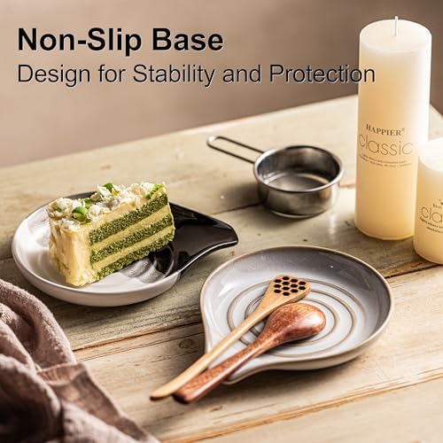 Ceramic Spoon Rest for Stove Top, Large Spoon Holder for Kitchen Counter, Heat-Resistant & Easy to Clean, Non-Stick Spatula Holder for Cooking, Coffee Spoon, Kitchen Decor, White - Image 5