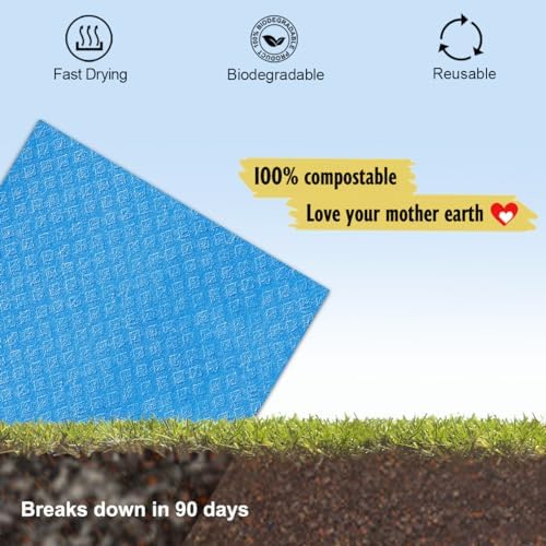 MoLKENE Swedish Dishcloths for Kitchen, 6 Pack Reusable Paper Towels, Blue - Image 6