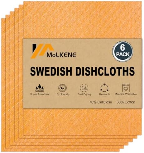 MoLKENE Swedish Dishcloths for Kitchen, 6 Pack Reusable Paper Towels by MoLKENE