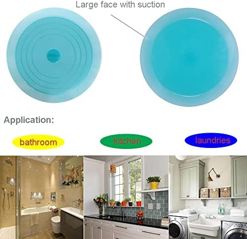 V-TOP Tub Stopper 2 Pack, 6 inches Large Silicone Drain Plug Hair Stopper Flat Suction Cover for Kitchen Bathroom and Laundry (Blue Transparent) - Image 7