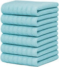 Premium Kitchen Towels 6 Pack 100% Cotton, 20"x28" - Aqua Solid by BumbleTowels