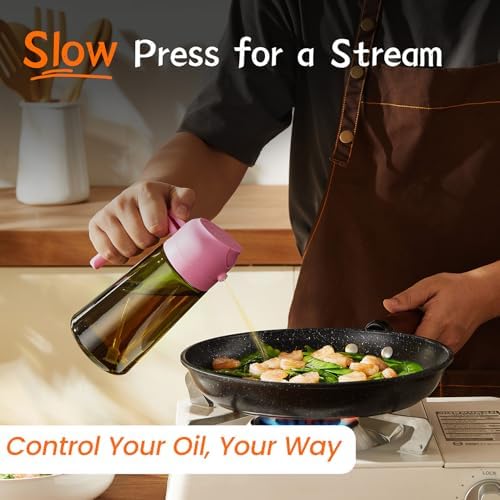 TrendPlain - Original 16oz/470ml Olive Oil Dispenser Bottle for Kitchen Gadgets and Air Fryer Accessories - Olive Oil Sprayer for Cooking w/Stickers - Bubblegum - Image 4