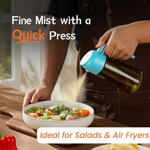 TrendPlain - Original 16oz/470ml Olive Oil Dispenser Bottle for Kitchen Gadgets and Air Fryer Accessories - Olive Oil Sprayer for Cooking w/Stickers - Sky Blue - Image 3