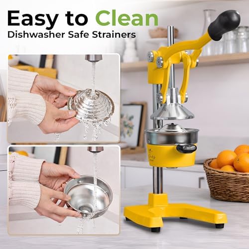 Zulay Kitchen Cast Iron Juicer, Orange Manual Juicer, Citrus Press, Yellow - Image 5