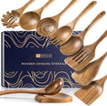 Wooden Spoons for Cooking, 10-Piece Acacia Wood Utensil Gift Set by HEFILD