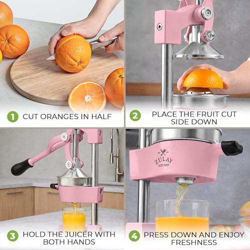 Zulay Kitchen Cast Iron Juicer, Orange Manual Juicer, Citrus Press, Rose - Image 4