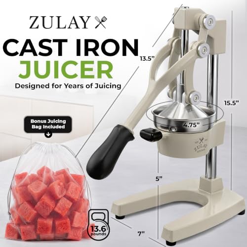 Zulay Kitchen Cast Iron Juicer, Orange Manual Juicer, Citrus Press, Gray - Image 2