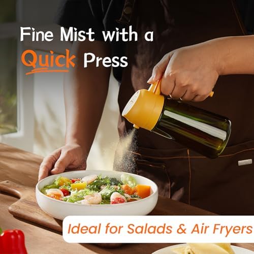 TrendPlain - Original 16oz/470ml Olive Oil Dispenser Bottle for Kitchen Gadgets and Air Fryer Accessories - Olive Oil Sprayer for Cooking w/Stickers - Yellow - Image 3