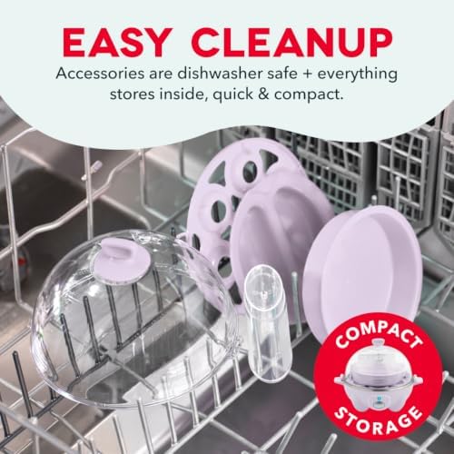 Dash Rapid Egg Cooker, 7 Eggs, Hard Boiled, Poached & Omelettes, Lavender - Image 6