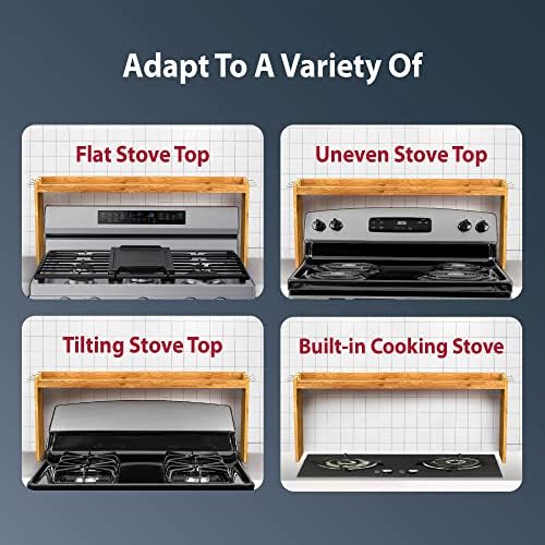 IIIOIIIA Bamboo Over the Stove Spice Shelf for Kitchen, 31.5" Spice Rack Organizer Shelf with 6 hooks, 11.4" Height Extra Storage Countertop, Easy to Assemble - Image 5