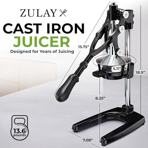 Zulay Kitchen Extra Tall Cast Iron Juicer Metal Citrus Press Squeezer Black - Image 2