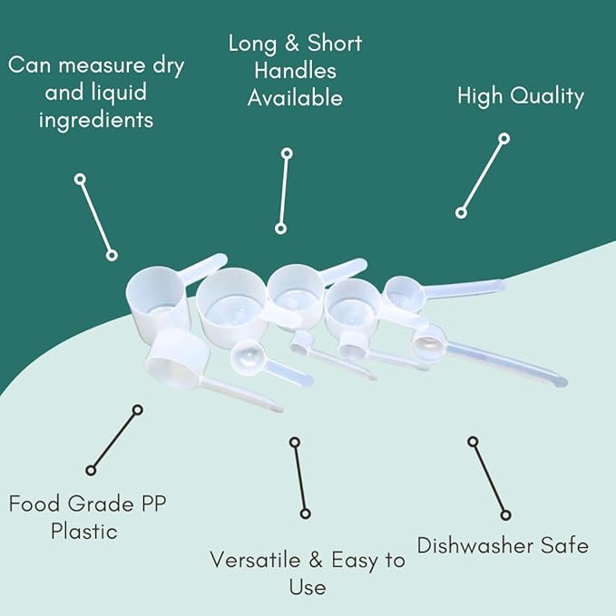 1/2 Cup (4 Oz. | 118.4 mL) Long Handle Scoop for Measuring Coffee, Pet Food, Grains, Protein, Spices and Other Dry Goods (Pack of 5)