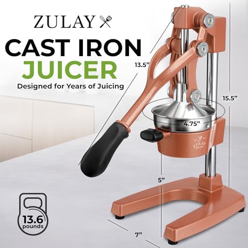 Zulay Kitchen Cast Iron Juicer, Orange Manual Juicer, Citrus Press, Rusted - Image 2