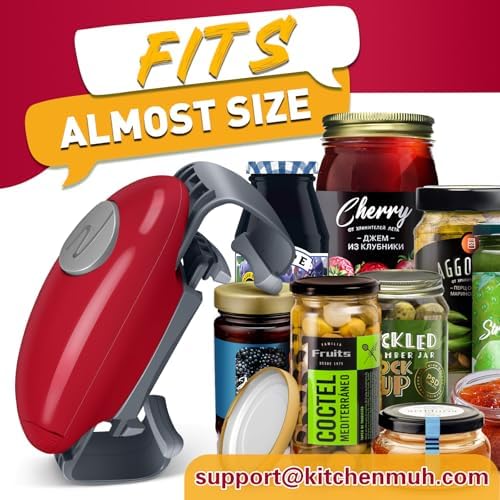 KITCHENMUH Higher Torque Electric Jar Opener for Seniors with Arthritis Fit Almost Jars Size, Automatic Jar Opener for Weak Hands, Hands Free Battery Operated Bottle Opener for Arthritic Hands (Red) - Image 5