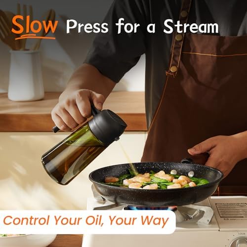 TrendPlain - Original 16oz/470ml Olive Oil Dispenser Bottle for Kitchen Gadgets and Air Fryer Accessories - Olive Oil Sprayer for Cooking w/Stickers - 2 Black - Image 4