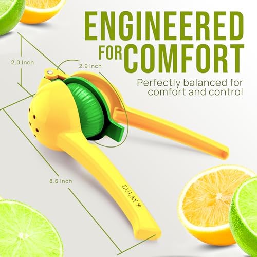 Zulay Metal 2-In-1 Lemon Squeezer Manual - Sturdy, Max Extraction Hand Juicer Lemon Squeezer Gets Every Last Drop - Easy to Clean & Use Citrus Juicer-Yellow/Green - Image 5