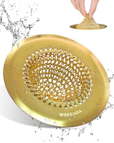 Kitchen Sink Drain Strainer,Patented Reversible Chain Mesh Basket, Gold by Wokdada