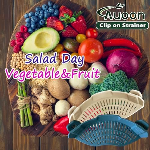 AUOON Pasta Strainer Clip on Silicone, Standard 8.86 x 3.55 in, Fog Blue - Image 5
