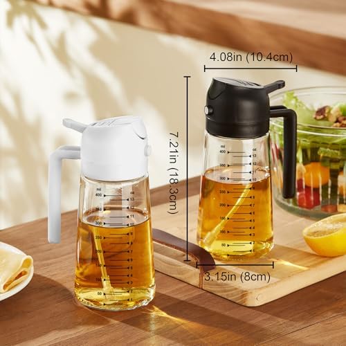 TrendPlain 16oz/470ml Glass Olive Oil Sprayer for Cooking - 2 in 1 Olive Oil Dispenser for Kitchen Gadgets, Air Fryer, Salad, and BBQ - Navy - Image 5