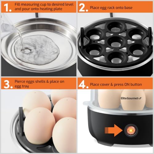 Elite Gourmet 7-Egg Electric Egg Cooker, BPA-Free, Auto Shut-Off - Image 4