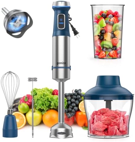Ganiza Immersion Blender 5 in 1 Hand Blender Heavy Duty Motor, Blue by Ganiza