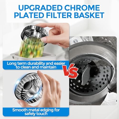 zaa Kitchen Sink Drain Strainer - Kitchen Sink Stopper, 304 Stainless Steel Sink Drain Stopper, Sink Protector for Kitchen with Anti-Clog Filter, Fit US Standard 3-1/2'' Sink Drain Hole, Gray - Image 7