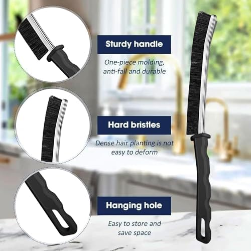 Crevice Cleaning Brush 12-Pack - Heavy Duty Hard Bristle Gap Brush for Deep Cleaning - Ultra-Thin Window Track Cleaning Tool for Shower Grout, Sliding Doors, Baseboards & Auto Detailing - Image 2